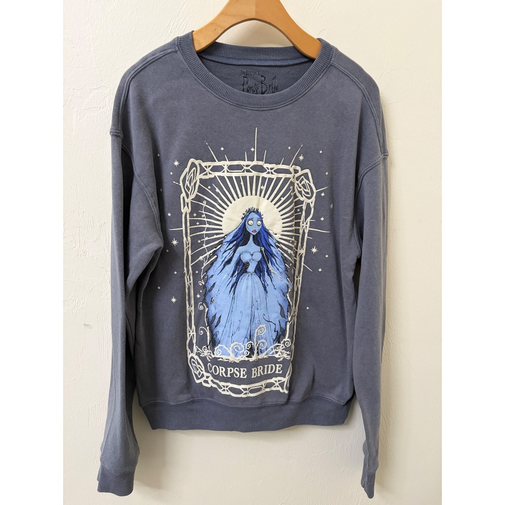 Hybrid Corpse Bride Emily Tarot Graphic Sweatshirt Blue Gray M Tim Burton